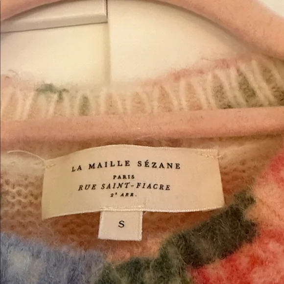 Sezane Floral Knit Sweater - Cream with Pink and Blue Accents - Picture 3 of 10